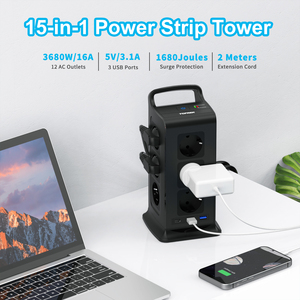 Power Strip Tower Socket <strong>Extension</strong> Lead With 12 Widely Spaced Outlets 3 <strong>USB</strong> Ports <strong>Extension</strong> - Product Image 3