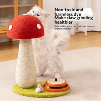 Griffoir pour chat en sisal naturel, design champignon, base épaisse, capuchon rouge, gain de place, pour usage intérieur - Vente en gros