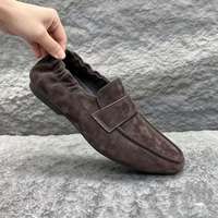 Mocassins pointus pour hommes en cuir véritable et daim marron foncé, légers, imperméables, respirants et antidérapants, style décontracté et tendance