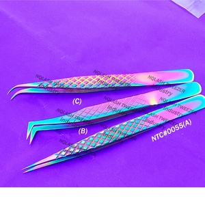 NQLASH — pincettes professionnelles pour les cils, à poignée diamant, pointue, incurvées, en acier inoxydable, isolé, pour Extension du Volume russe - Product Image 6