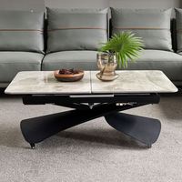 Table basse relevable et table à manger multifonctionnelle pour salon, table basse télescopique simple en roche, double usage