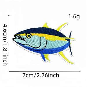 Parches Bordados Termoadhesivos para Entusiastas de la Pesca: Tiburón, Lubina, Atún - Product Image 5