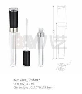 Tube de brillant à lèvres vide personnalisable de 3,0 ml, bouteilles en plastique transparent éco-responsables, bouchon noir, blanc, transparent, économique - Product Image 2