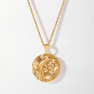 Joyería fina 925 collar de plata esterlina 18K oro Capricornio Zodiaco 12 constelación joyería colgante collar para mujer - Product Image 1