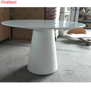 Vòng Faux bề mặt rắn đá bàn ăn và ghế hiện đại mở rộng Dinning bảng thiết lập màu trắng - Product Image 4