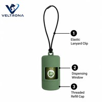 Distributeur de sacs à déjections pour animaux de compagnie, vert sauge, avec cordon élastique, support portable et rechargeable pour sacs à crottes de chien, 50g