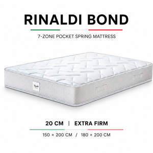 Matelas en mousse à poches indépendantes Rinaldi BOND 20 cm extra ferme et respirant, 7 zones, design moderne, 150x200 180x200 cm - Product Image 3