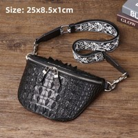Tas pinggang pria bermotif buaya baru, tas selempang kecil klasik dan bergaya, tas pinggang kecil trendi untuk luar ruangan, tas penyimpanan.