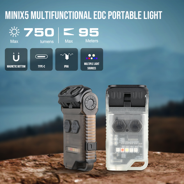 TrustFire MINIX5 Multi-Function 750LM EDC Keychain Waterproof Magnetic Emergency Rechargeable UV Fluorescent Clip Flashlight
