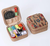 Boîte à couture, mini kit de couture pour débutants, kits de couture portables, kit de couture vintage en bois imprimé, idéal pour les voyages
