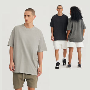 T-shirts en coton peigné à carreaux pour hommes, personnalisables, coupe oversize, grandes tailles, OEM, avec motif vintage, effet délavé, coupe courte, unis et vierges - Product Image 1