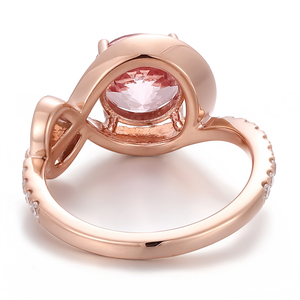 แหวนพลอยสีชมพูแบบกำหนดเอง แหวนทองคำแท้ 18k สีโรสโกลด์ ทำมือ สไตล์มินิมอล สำหรับงานหมั้นและงานแต่งงาน เครื่องประดับสำหรับผู้หญิง - Product Image 3