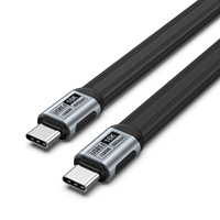 Câble plat USB5 Type-C double tête multifonctionnel 80 Gbit/s 5A 240W à charge rapide, compatible caméra, gaine TPE, vidéo HD 16K