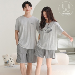 <span class=keywords><strong>Pigiama</strong></span> Unisex Sweethoney in Lyocell e Cotone, Traspirante, Casual, Estivo, a Maniche Corte e <span class=keywords><strong>Pantaloncini</strong></span>, Taglie Grandi, Stile Semplice - Product Image 2