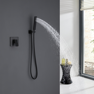 Sistema de tocador, accesorios de iluminación, juego de grifo mezclador de ducha, cabezal de lluvia negro, manguera de acero inoxidable ajustable, asiento de ducha de cobre para Baño