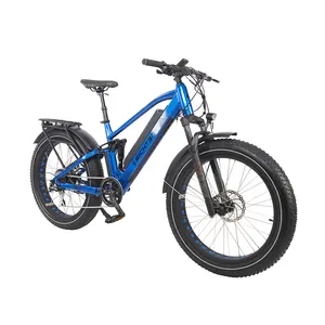 Bicicleta elétrica de neve para mountain bike, suspensão completa, 1000 w, bicicleta elétrica, pneu largo, mountain bike e