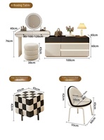 Table de toilette en bois massif au design moderne avec miroir, tabouret léger et luxueux, écologique, adapté au salon et à un usage familial