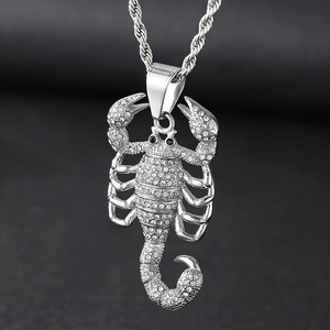 Collares de Moda de Acero Inoxidable con Colgante de Escorpión <span class=keywords><strong>CZ</strong></span> Iced Out Estilo Hip Hop Punk para Hombre al por Mayor - Product Image 6
