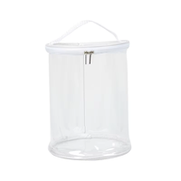 Sac cylindrique transparent en PVC avec logo personnalisé, pour maquillage, cosmétiques, emballage, organiseur de voyage, fermeture éclair