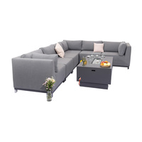 MIA Ensemble de mobilier de jardin de luxe pour l'extérieur, canapé en forme de L avec table foyer intégrée
