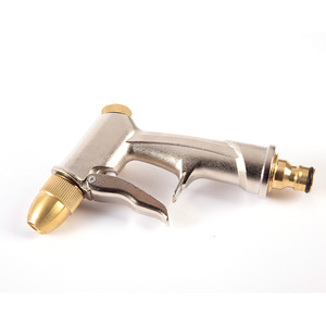 Aluminum Alloy Car Wash Water Gun <b>Silver</b> Electroplated Short Gun Manual Operation Water Column Umbrella <b>Spray</b> 17.5x10x3.5cm - Product Image 3