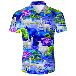 Impression hawaïenne à manches courtes nouveau design mode Offre Spéciale à manches courtes journal motif chemise décontractée pour hommes