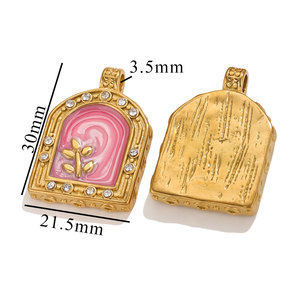 Dijes de Acero Inoxidable con Baño de Oro PVD de 18K, Esmaltados, con Diseño de Rosa y Rama de Olivo, para Fabricación de Joyería DIY |   Impermeable e Hipoalergénico - Product Image 2