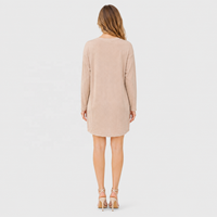 Robe Tunique Courte Décontractée Ample à Col Rond et Manches Longues Côtelées avec Imprimé Papillon en Strass pour Femme – Vente en Gros