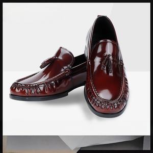 LeFou – chaussures à enfiler artisanales pour hommes, en cuir de vache respirant, chaussures de mariage de luxe, rouge vin, mode automne - Product Image 5