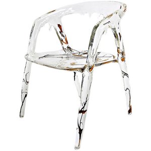 Chaise de designer en verre transparent de luxe léger, forme irrégulière Goutte d'eau glacée, siège en cristal décontracté, mobilier d'intérieur - Product Image 1