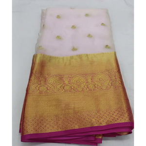 Tela de Organza Suave de Primera Calidad al por Mayor, Material de Organza Lisa Teñida de Lujo para Elegantes Saris, Vestidos de Noche, Exportador - Product Image 1