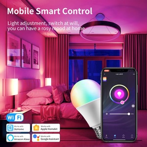 YONGZE WIFI 220V หลอดไฟอัจฉริยะ 9W รองรับการหรี่แสง RGB5 ช่องและจับคู่สีหลอดไฟสีสันสดใส E27 สกรู A19 - Product Image 3