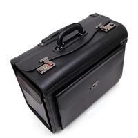 2024 haute qualité personnalisé rétro PU cuir pilote sac en aluminium compagnie aérienne embarquement bagages chariot valise serrure usage commercial