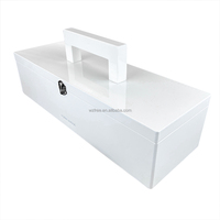 Boîte de Mahjong en laque de piano polonaise blanche haut de gamme personnalisée | Coffret cadeau portable en bois avec poignée et serrure