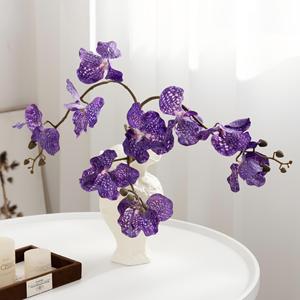 Orchidée artificielle Vanda à trois têtes en soie plastique Meng Jie pour décoration de mariage et de maison - Product Image 2