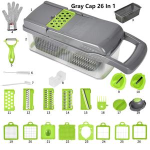 Utensilios de Cocina, Cortador de Verduras Multifuncional 26 en 1 de Acero Inoxidable, Rebanador de Frutas, Picador Manual de Cebolla y Patata - Product Image 1
