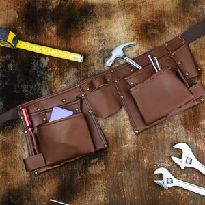 Wholesale Customized Premium Genuine Leather Carpenter <b>Tool</b> Belts New Arrival Solid Color Heavy Duty Cowhide Leather <b>Tool</b> Belt - Product Image 2