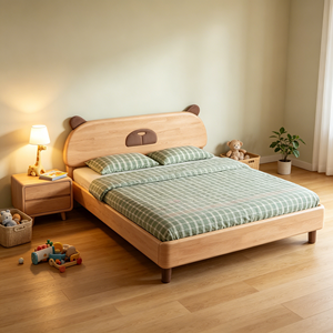 Minimalist Birch Wood Queen Bed <b>Frame</b> with Storage Drawers and Plywood Panel Design - Product Image 3