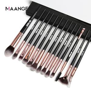 MAANGE 13 pinceaux de maquillage noirs, pinceau fard à paupières fond de teint blush, nouveau design artistique, ensemble de pinceaux cosmétiques pour les yeux en or rose - Product Image 6
