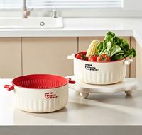 Panier égouttoir double couche en plastique, idéal pour laver les fruits et légumes, passoire de cuisine domestique, bol de préparation alimentaire – Le choix populaire