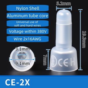 1000 pièces Capuchons de sertissage en nylon à extrémité fermée 22-16 16-14 12-10 AWG CE-1X 2X 5X Connecteur de fil de calibre Terminal à connexion rapide - Product Image 3