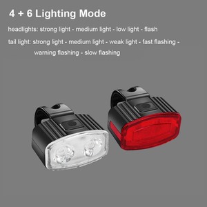 En nuevo conjunto de luces de <span class=keywords><strong>bicicleta</strong></span>, luz trasera LED de conducción trasera, faro recargable por USB, <span class=keywords><strong>lámpara</strong></span> de advertencia de seguridad <span class=keywords><strong>para</strong></span> ciclismo - Product Image 3