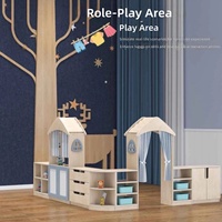 Meuble de rangement combiné pour enfants, coin d'activités, rangement de jouets, casier de rangement en bois pour enfants