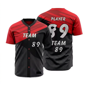 Maillot de baseball personnalisé pour adultes Econex Sports, unisexe, 100% polyester respirant, uniforme rouge et noir, impression par transfert thermique, sport d'équipe - Product Image 1