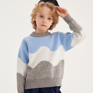 เสื้อสเวตเตอร์เด็กชายลายคลื่นสีฟ้าขาวเทา - เสื้อสเวตเตอร์ถักเด็กแขนยาวคอกลม เสื้อสเวตเตอร์เด็กสไตล์ลำลองสำหรับฤดูใบไม้ร่วง - Product Image 5