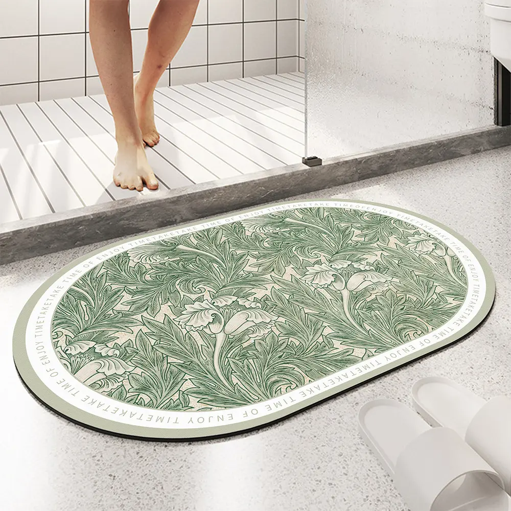 Alfombra de secado rápido para baño, tapete de suelo de diatomeas, de goma, absorbente, antideslizante, de secado rápido