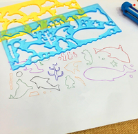 Enfants bricolage coloré en plastique animaux dessin pochoirs échelle modèle règle ensembles