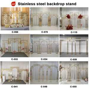 LEDA Hot Sale Square Stainless Steel Mirror Arch Gold <b>Backdrop</b> <b>Stand</b> for Wedding Events Decoration - Product Image 6