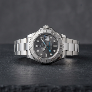 Grey Jubilee Band Stainless Steel Leather Strap Water Resistant Sport Analog Diver <b>Yacht</b> Watch with SEIKO NH35 Movement - Product Image 2