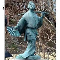 QUYANG jardin extérieur métal artisanat personnalisé grandeur nature Bronze japonais samouraï Sculpture